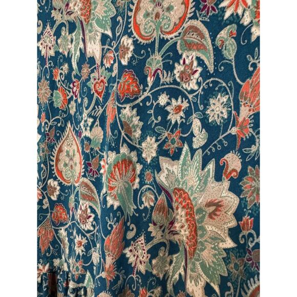 Soft Surroundings Kara Floral Maxi Dress in Fiery Teal Blue Jacobean SZ XS - Picture 3 of 4